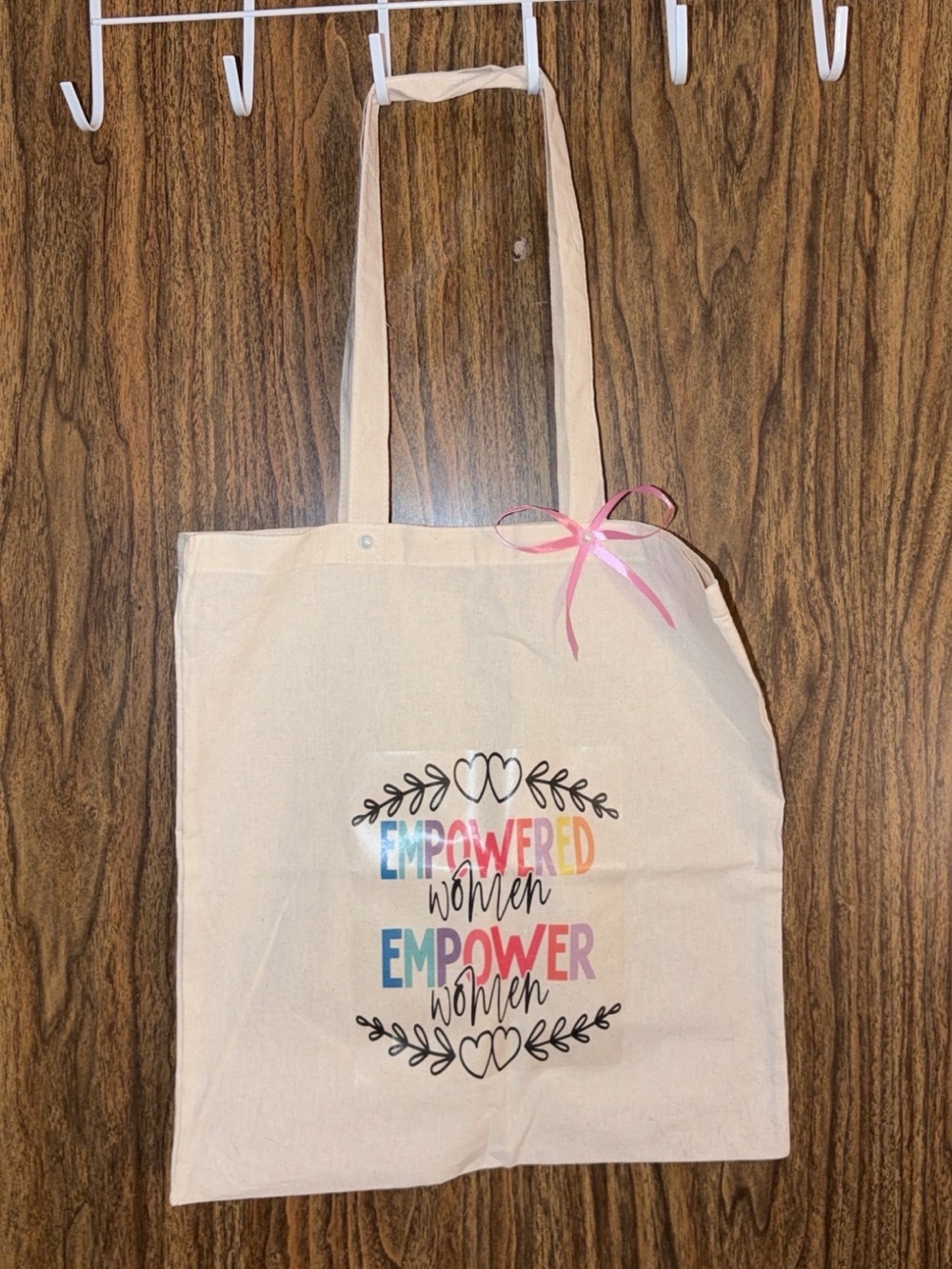 Empowered Women Canvas Tote Bag in Natural with Multicolor Print